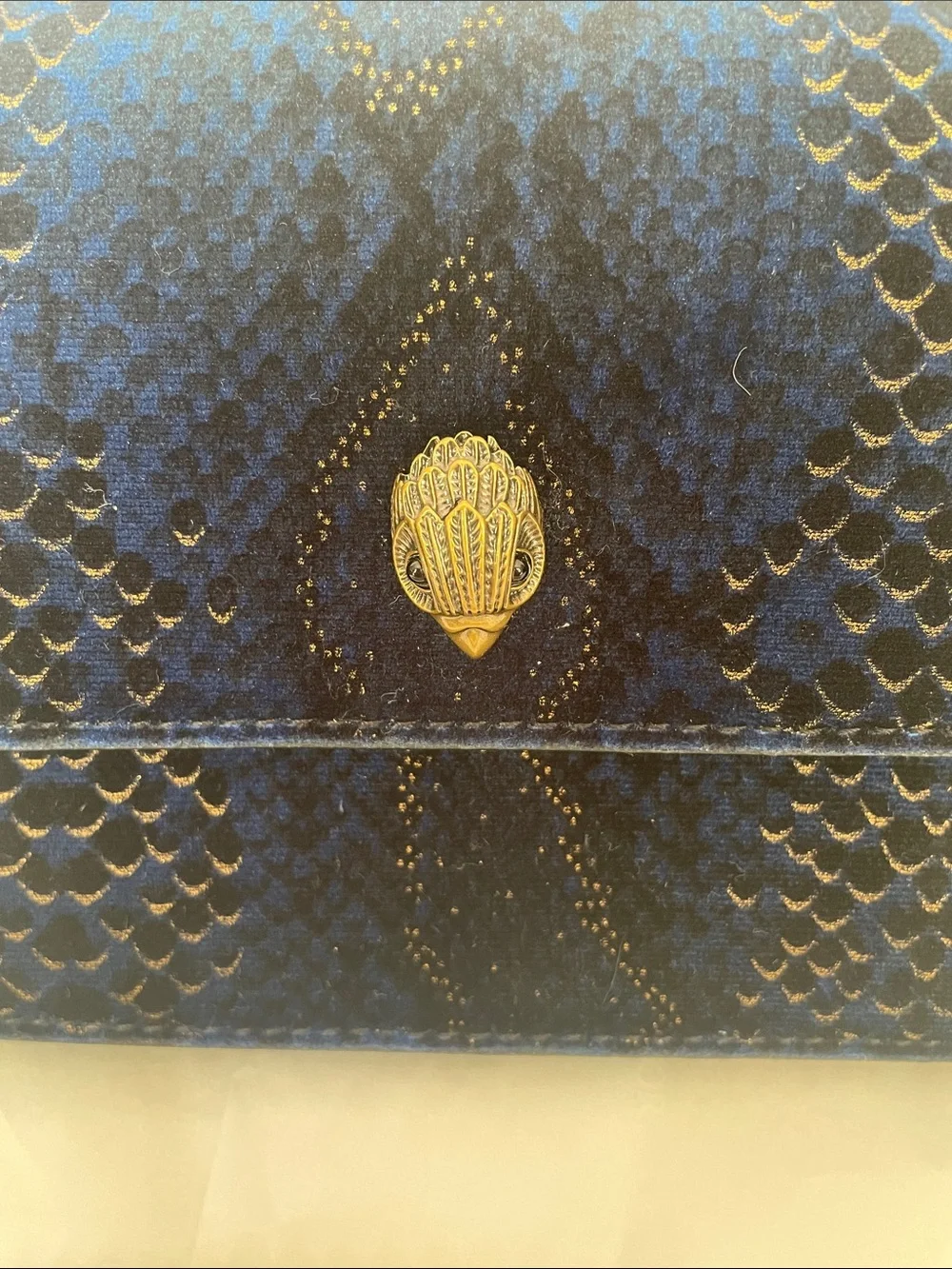 Kurt Geiger Navy Blue Python-Effect Chain Clutch Crossbody Bag Gold Shoreditch